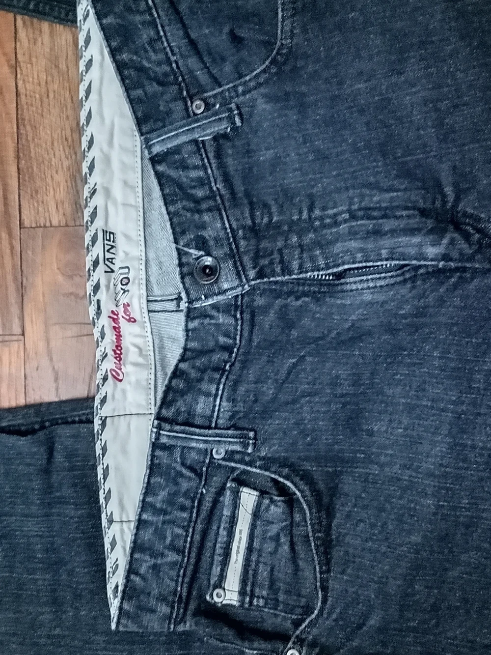 Vans Men's Black Wash V66 Vintage Jeans Custom For You.